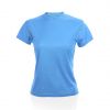 Camisetas técnicas tecnic plus mujer de poliéster azul claro con publicidad vista 1