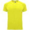 Camisetas técnicas roly bahrain niño de poliéster amarillo fluor con impresión vista 1