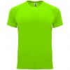 Camisetas técnicas roly bahrain niño de poliéster verde fluor con impresión vista 1