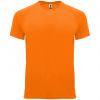 Camisetas técnicas roly bahrain niño de poliéster naranja fluor con impresión vista 1