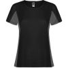 Camisetas técnicas roly shangai mujer de poliéster negro plomo oscuro vista 1