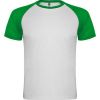 Camisetas técnicas roly indianapolis de poliéster blanco verde helecho con publicidad vista 1