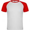 Camisetas técnicas roly indianapolis de poliéster blanco rojo con publicidad vista 1